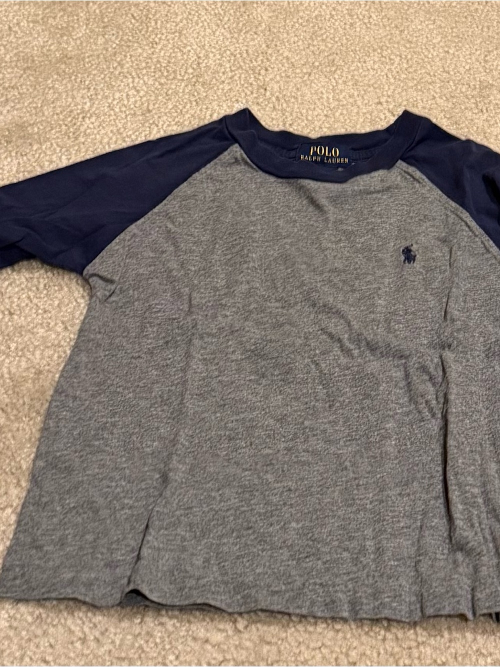Polo by Ralph Lauren Heather Gray & Navy Raglan Tee